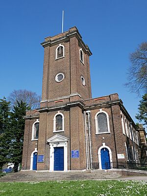 Southwest View of the Church of Saint Mary Magdalene, Woolwich (01).jpg