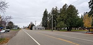 highway with a few houses