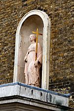 St Elizabeth of Portugal Church, sculpture over entrance porch