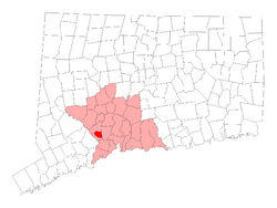 Location in New Haven County, Connecticut