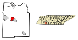 Location of Savannah in Hardin County, Tennessee
