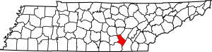 Map of Tennessee highlighting Sequatchie County