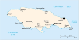 Location of Port Antonio shown within Jamaica