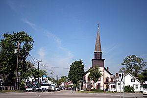 Village entrance on Main Street withthe First Reformed Church to the right