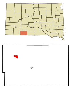 Location in Bennett County and the state of South Dakota