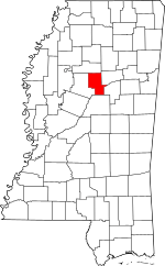 Map of Mississippi highlighting Montgomery County