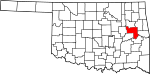 State map highlighting Muskogee County