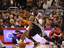 Mike Conley driving past Chris Paul 20131118 Clippers v Grizzles