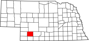 Map of Nebraska highlighting Hayes County