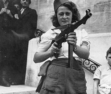 Nicole, a French Partisan Who Captured 25 Nazis in the Chartres Area, in Addition to Liquidating Others - NARA - 5957431 - cropped