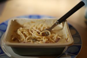 Spaghetti carbonara ready meal