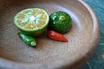 Cagayan de Oro sawsawan (dipping sauce) ingredients - Calamansi and Siling labuyo