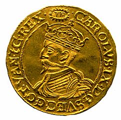 Gold coin of Carl IX of Sweden 1608 (front)
