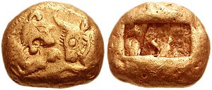 KINGS of LYDIA. Kroisos. Circa 561-546 BC. AV Stater (16mm, 10.73 g). Heavy series. Sardes mint