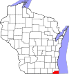 State map highlighting Kenosha County