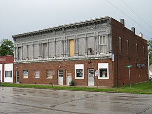 An iron-front store building in New Florence