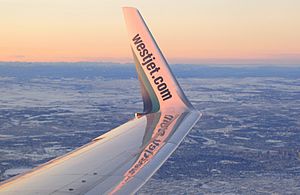 WestJet 737NG winglet Alberta flight