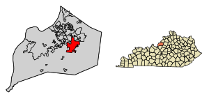 Location of Jeffersontown in Jefferson County, Kentucky.