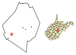 Location of Cowen in Webster County, West Virginia.