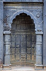 Adina Mosque central mihrab on large basalt wall