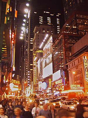Broadway and Times Square by night