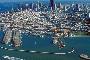 Fishermans Wharf aerial view