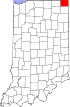 State map highlighting Steuben County