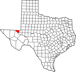 Map of Texas highlighting Loving County