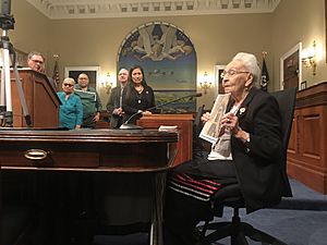 Marcella LeBeau at the robing ceremony for the Remove the Stains Act in 2019