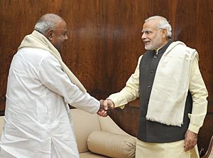 The former Prime Minister, Shri H.D. Deve Gowda calls on the Prime Minister, Shri Narendra Modi, in New Delhi on December 11, 2015