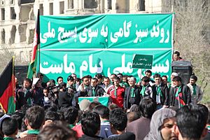 Amrullah Saleh addresses the rally