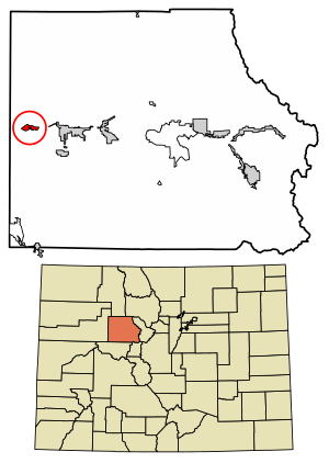 Location of the Dotsero CDP in Eagle County, Colorado.