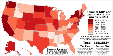 GDP per capita by U.S. state