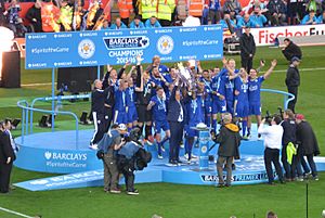 LCFC lift the Premier League Trophy (26943755296) (cropped)