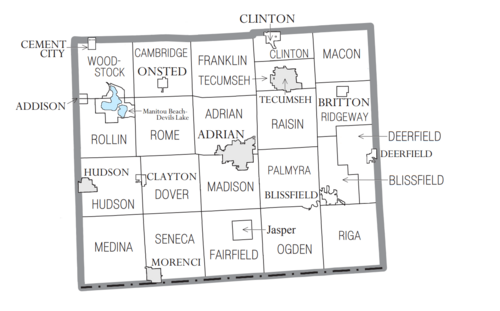 Lenawee County, MI census map