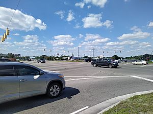 Northerly view of Monkey Junction in September 2021, taken from the junction's southeast corner