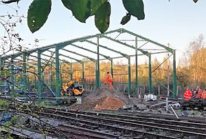 Dereham loco shed under construction