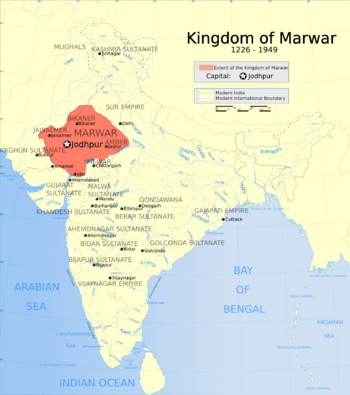 Indian Kingdom of Marwar map