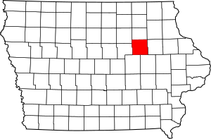 Map of Iowa highlighting Black Hawk County