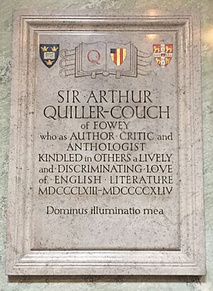 Memorial to Sir Arthur Quiller-Couch in Truro Cathedral
