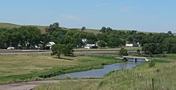 Seneca seen from the southeast, across the Middle Loup River