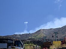 Smoke ring above Mount Etna