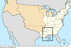 Map of the change to the United States in central North Ameirca on July 19, 1820