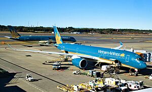 Vietnam Airlines Double Airbus A350 in Narita International Airport