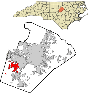 Location in Wake County and the state of North Carolina.