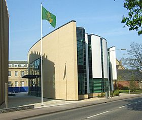 Huntingdonshire County Flag flying at Pathfinder House in Huntingdon, Huntingdonshire.jpg