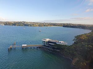 Northcote Point Ferry Terminal, The Wharf events centre, and Little Shoal Bay