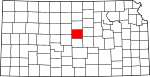 State map highlighting Ellsworth County