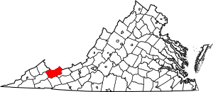 Map of Virginia highlighting Tazewell County