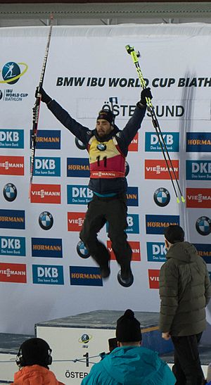 Martin Fourcade jumping